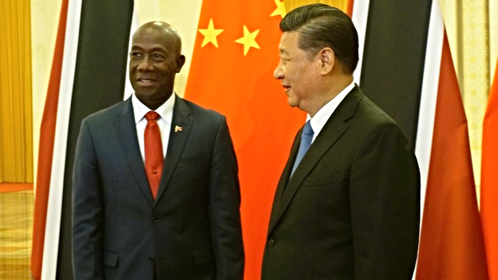 Trinidad and Tobago Prime Minister Dr Keith Rowley meets Chinese President 
     Xi Jinping at the Great Hall of the People on Rowley’s visit to China in May, 2018
                               Photo: Office of the Prime Minister, Trinidad and Tobago